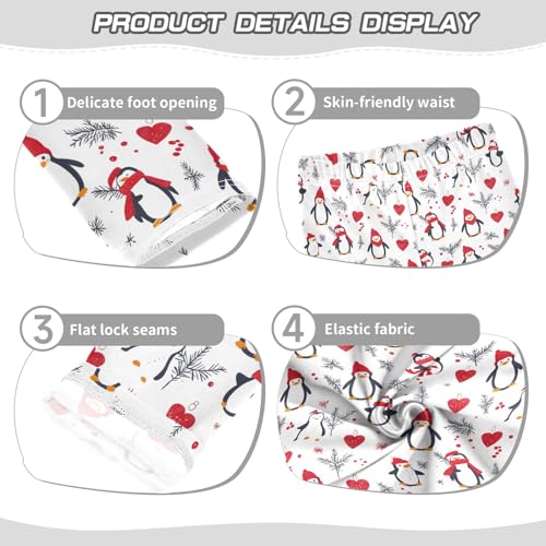 Penguin Heart Grass Pattern Girls Leggings Kids Yoga Pants Athletic Tights Pants 4-10 Years3