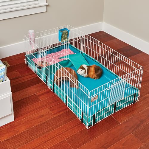 MidWest Homes for Pets Guinea Habitat Plus Cage, Includes Divider Panel and Hinged Top, Washable PVC Canvas Bottom, Expandable Small Animal Cage for Guinea Pigs, 171GHP
