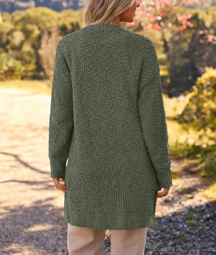 Image of MEROKEETY Women's Long Sleeve Soft Chunky Knit Sweater Open Front Cardigans Outwear Coat