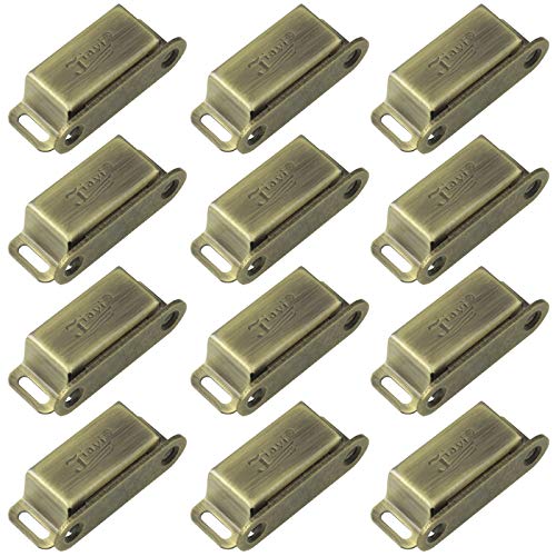 Cabinet Magnetic Catch Jiayi 12 Pack Magnetic Closures for Cabinet Door Magnetic Cabinet Catch RV Drawer Latches and Catches Bronze Magnetic Latch for Kitchen Closet Cupboard Closer