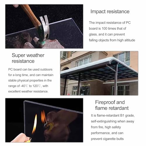 1.2mm Thick Clear Greenhouse roof Panels Polycarbonate Roofing Sheet Outdoor Replacement Shed Panel cuts Easily for Patios, Partitions, pergola(Blue,1.22x15m/4x49.21ft) - Image 5