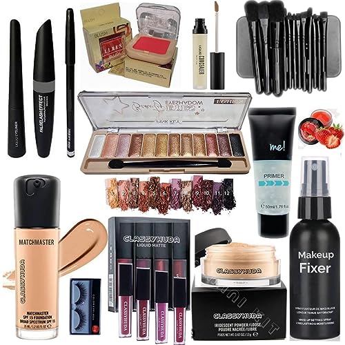 CLASSY HUDA Professional Waterproof Makeup Kit Combo For Women & Girls All Products In 1 Kit Set Of 14.