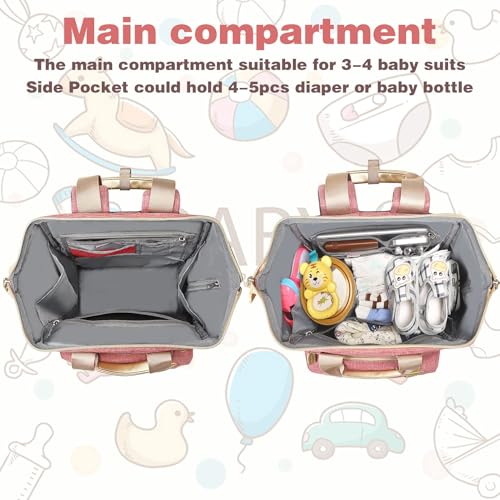 Nappy Changing Bag, Diaper Bag Backpack, Baby Diaper Bag for Mom, Travel Baby Bags Backpack for Women, Insulated Pockets Portable Toddler Diaper Bag with USB Charging Port, RFID Anti-Theft Pocket - Image 5
