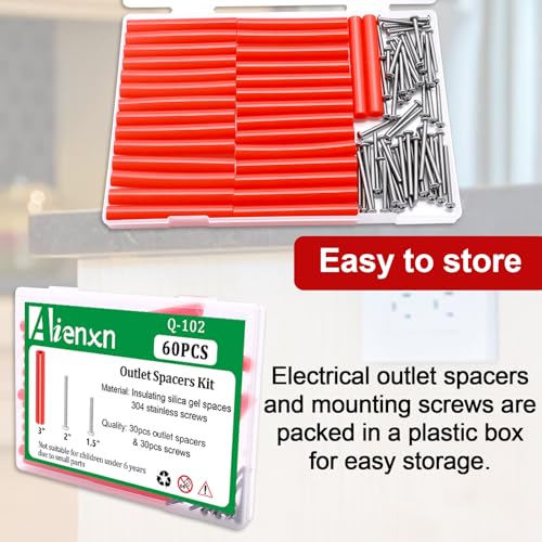 Image of 60PCS Red Electrical Outlet Spacers Kit, 30PCS 6-32 Thread Cup Head Mounting Screws and 30PCS Outlet Spacer Without Threaded, Outlet Spacers for Electrical Box, Screws Switch and Receptacle