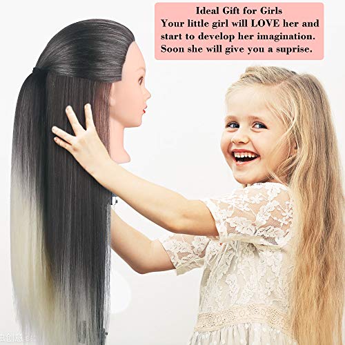 26\" Cosmetology Mannequin Head with Hair, Mcwdoit Mannequin Manikin Head Hair Practice Cosmetology Hair Doll Head Styling Hairdressing Training Braiding Heads with Clamp Holder and Tools - Thumbnail 6