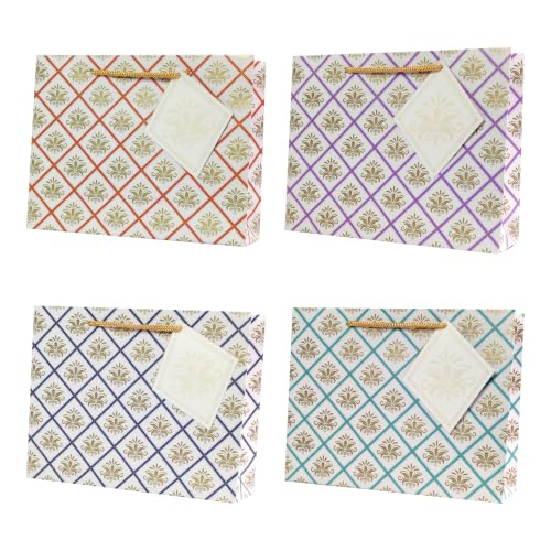 Image of Gift Bags small Pack of 10 - Paper Bags for Gifting - 9x7x2.5 Inch - Paper Bags for Return Gift | Return Gift Bags for Wedding Birthday Baby Shower | 4 Color Combo by Apex Graphics