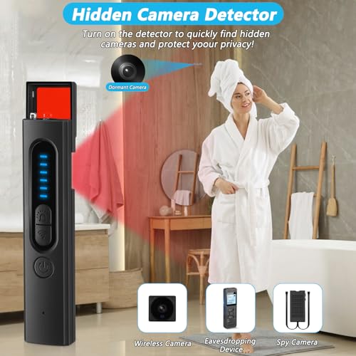 Image of Hidden Camera Detectors, Listening Device Detector, GPS Tracker Detector, Anti-Spy Detector, Bug Detector Electronic Sweeper, RF Signal Detector, 5 Levels Sensitivity 4 Modes, 30H Working Time Black