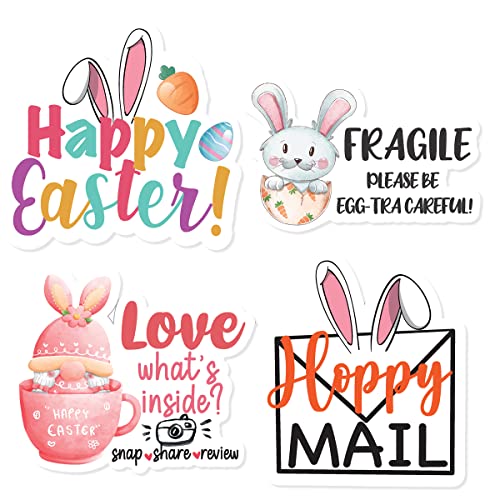 425 Pcs Easter Bunny Stickers 4 Design ,Cute Small Business Envelopes Stickers For Handmade Goods/Bags Business Packages ,Easter Day Theme Small Shop Business Stickers For Envelopes Seals - Rabbit #TOP29