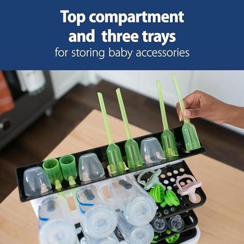 Dr. Brown's Drying Tower, Stand-Up Drying Rack with 2-in-1 Dry & Prep Silicone Mat, Silicone Baby Bottle Drying Mat with Removable Pegs for Baby Essentials, Built-in Bottle Prep, BPA-Free - image 5