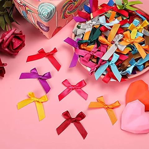 100 Mini Satin Ribbon Bows for Crafts Cover