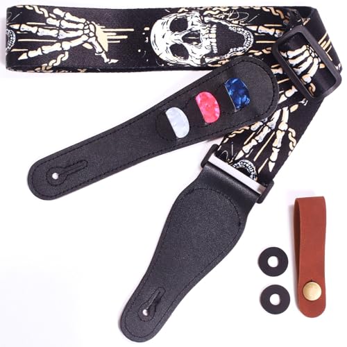AARVI - Juego de correas para guitarra baja/eléctrica/acústica, algodón de 41 a 67 pulgadas con...