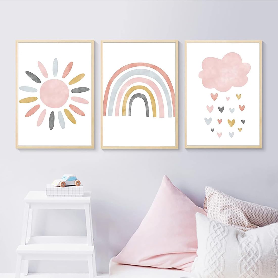 Set di 3 poster arcobaleno，Quadri Cameretta Bambino Poster Cameretta，decorazione per la cameretta dei bambini，formato A4