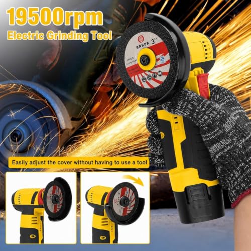 Image of Cordless Mini Angle Grinder Machine with Rechargeable Battery | Portable Electric Grinder for Metal, Tile, Wood Polishing & Cutting with Spindle Lock and Toggle Switch-Handle Exterior Scratch Free