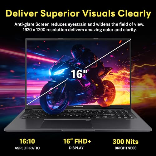 Image of ASUS Vivobook 16 inch FHD+ Laptop, AMD Ryzen 7 7730U, 16GB RAM, 2TB Storage(1TB SSD+1TB Docking Station), AMD Radeon Graphics, Backlit Keyboard, Webcam, Copilot, Win 11, Black
