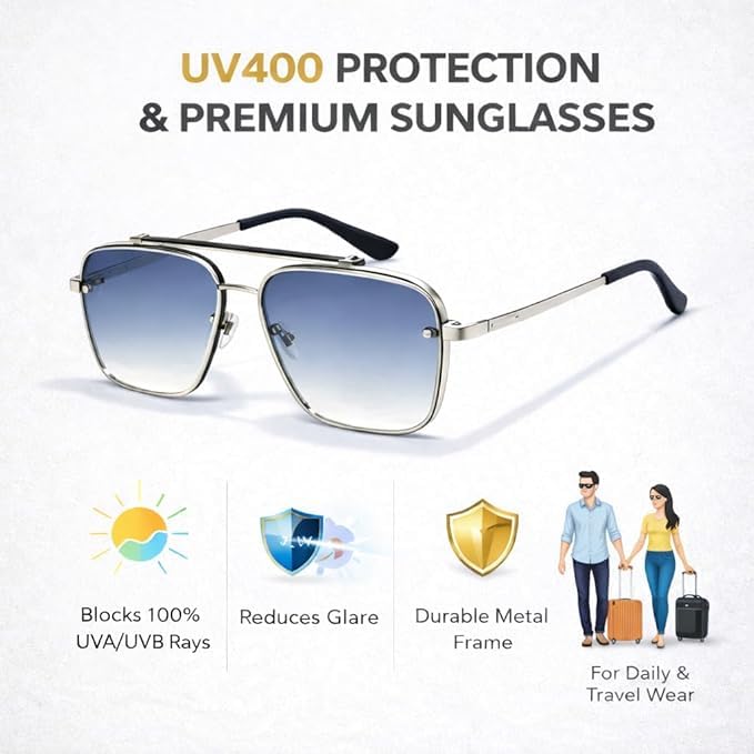 Image of Desire Rocky Square Sunglasses for Men KGF Yash Style UV Protection