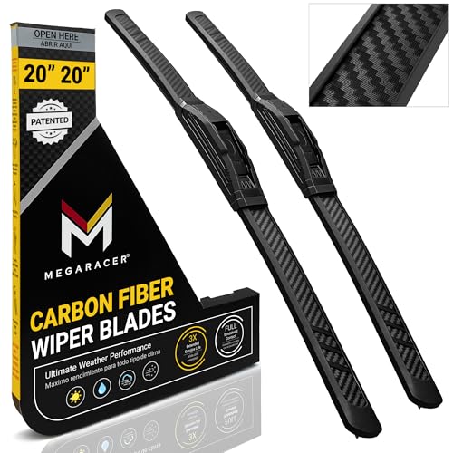 Image of Premium Silicone Windshield Wiper Blades 20 inch & 20 inch (2 Pack) for Car & Truck | Carbon Fiber Design, Quiet & Smooth Streak-Free Clean Wipe, All-Season, OEM Quality, Front Automotive Replacement Wipers