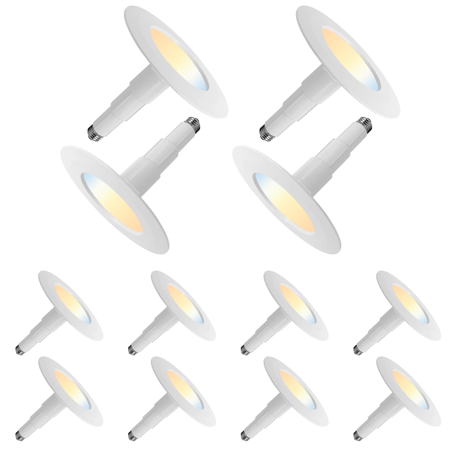 12-Pack 5/6 Inch LED Can Lights 5CCT Recessed Lighting,Selectable 2700K/3000K/3500K/4000K/5000K Length Adjustable Retrofit Downlight,12W=60W,800LM,Dimmable,CRI90+,Easy Install