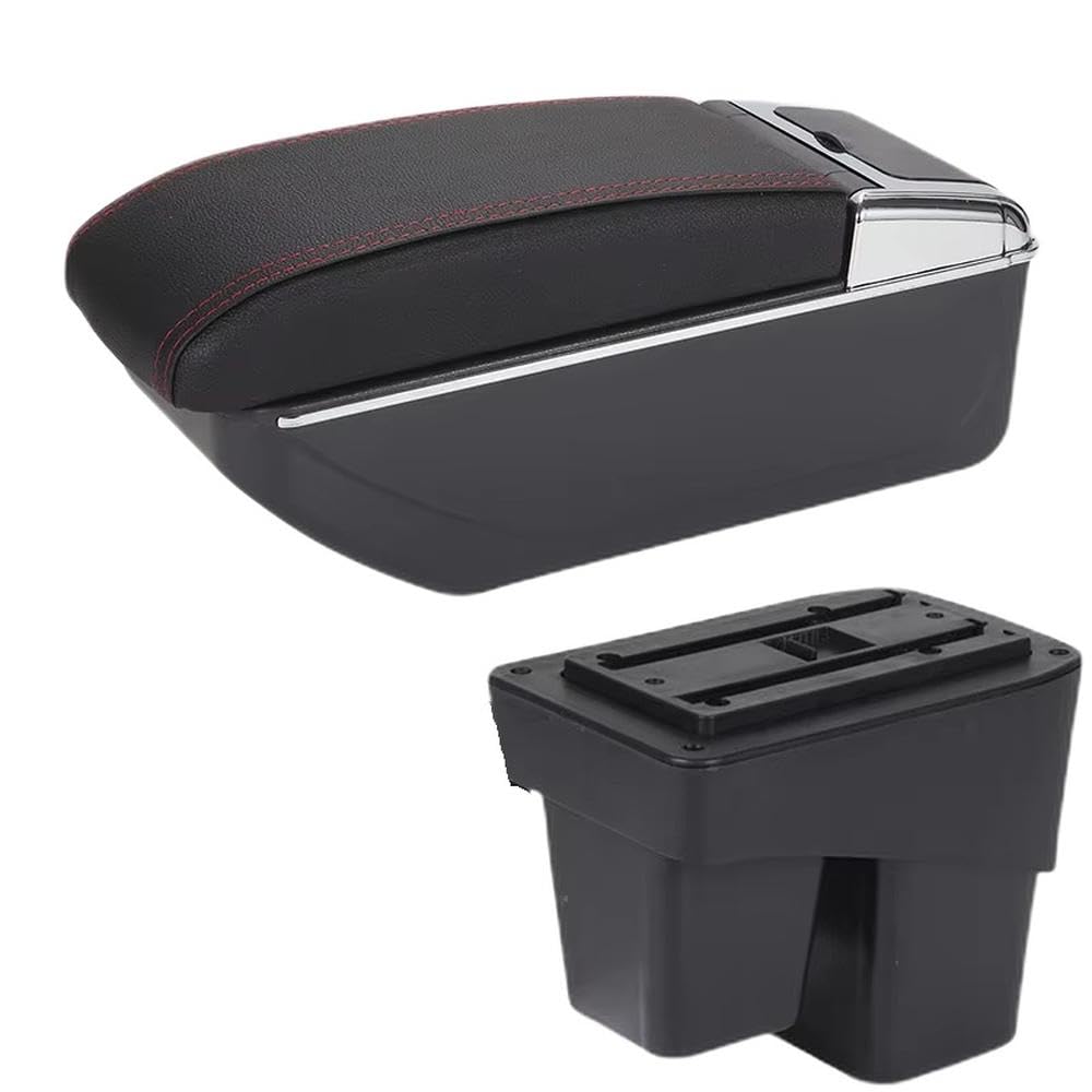 SXQPOCAR For WR-V For Fit For Jazz 3 2014-2020 Car Armrest Box Storage Box Retrofit Parts Replacement Parts(D1 Black red No USB)