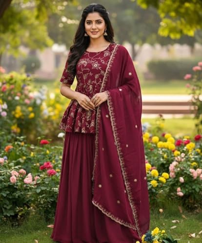 Image of Xomantic Fashion Womens Short Kurta With Anarkali Plazzo With Dupatta Set