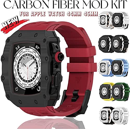 Kit modification Apple Watch Ultra en carbone véritable et bracelet fluoré premium - 2
