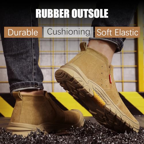Image of GLANOUDUN Welding Work Boots for Men Slip on Steel Toe Shoes for Men Indestructible Steel Toe Boots Welder Men's Working Shoes Fireproof Safety Footwear for Construction Men's Work & Safety Footwear