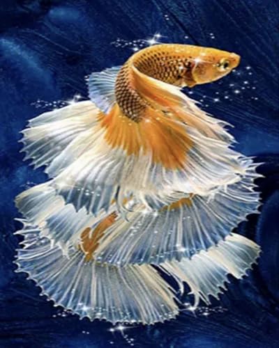 Pskgbxmu 11CT Kit per Punto Croce Prestampato pesce migliore Ricamare Fai da Te Kit da Completo per Principianti Home Decor 40x50cm