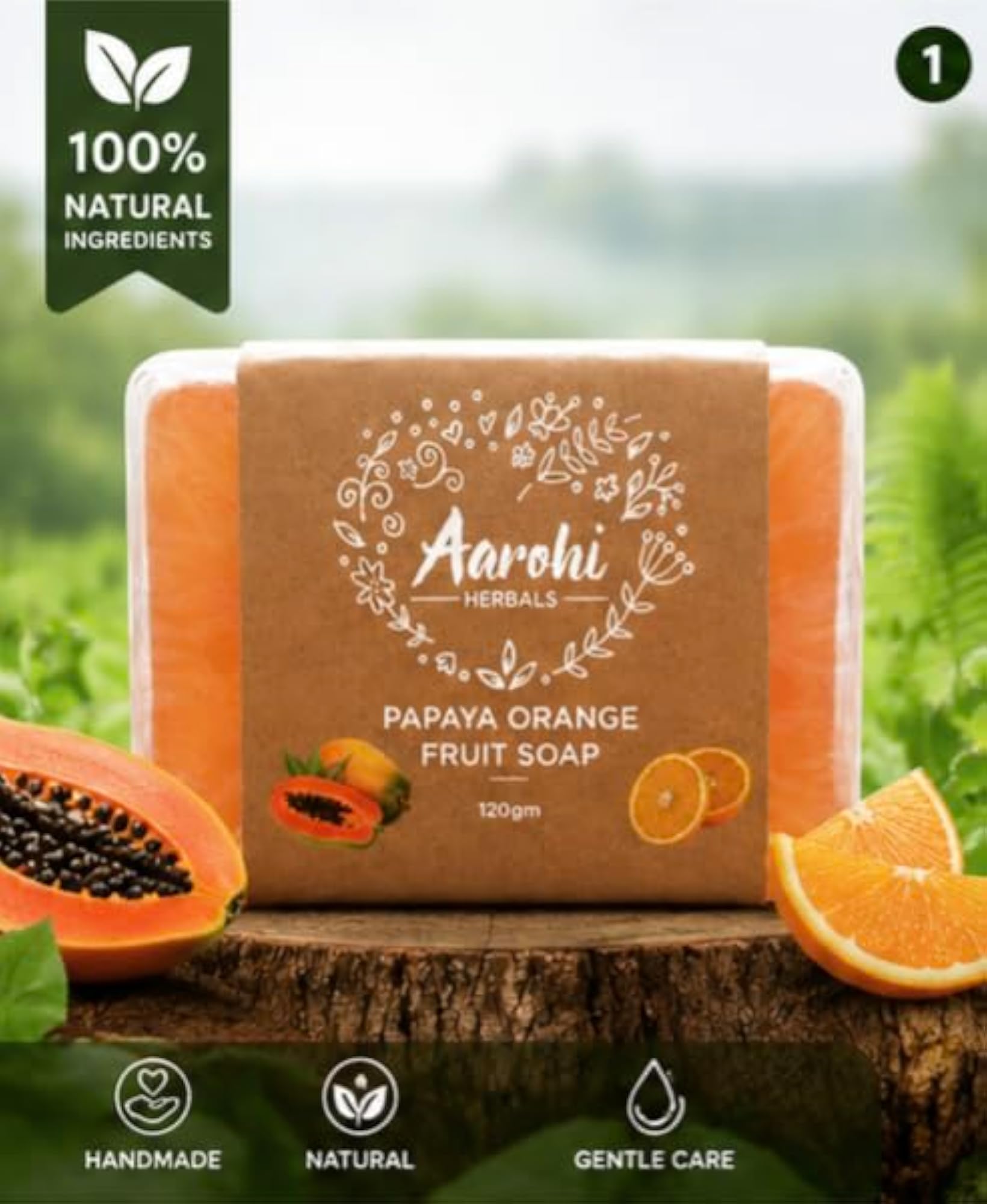 Papaya Fruit Soap, Brightening and Moisturizing Herbal Skincare Bar