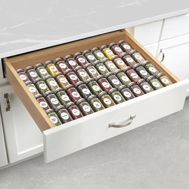 Spice Drawer Organizer,8 Pcs,Acrylic Spice Drawer Organizer,Drawer Spice Rack,Expandable From 13'' to 26'' Kitchen Spice Rack Organizers and Storage for Drawer(Grey)