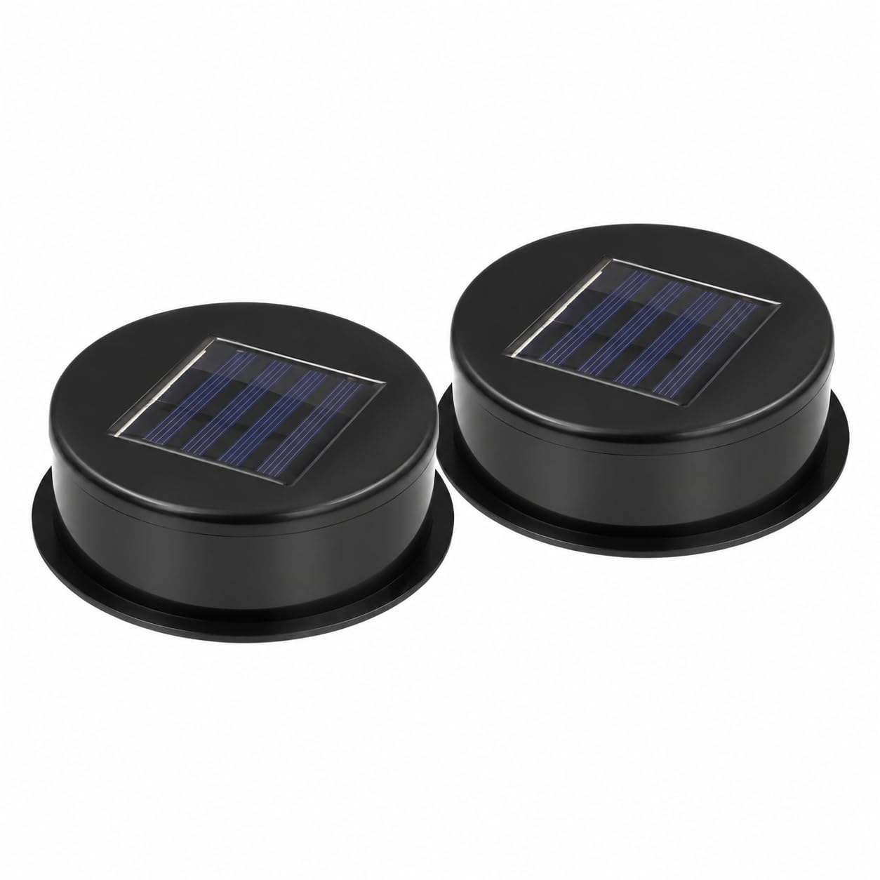 Festive Lights Black 2 Pack Replacement Solar Panel For Garden Lanterns - 8Cm Round Solar Light Top For Outside Lanterns - Warm White, White & Colour Changing Led, Ip44 Replacement Unit Insert