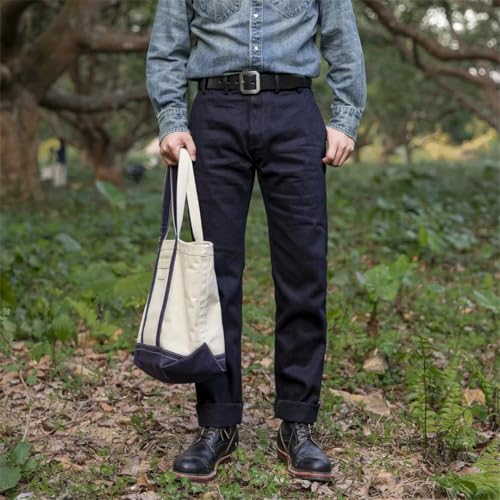 Men’S Casual Slim Straight Fit Indigo Selvedge Denim Full Length Jeans Zipper Fly Midweight Daily Wear Pockets2