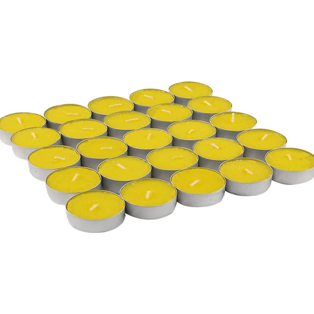 Citronella Tealights Candle | Indoor or Outdoor and Garden Decorative and Mosquito Fly Insect Repellent Candle | Natural Scent - 4 Hour Burn Time Candles (25 PCS Tealight Candles)