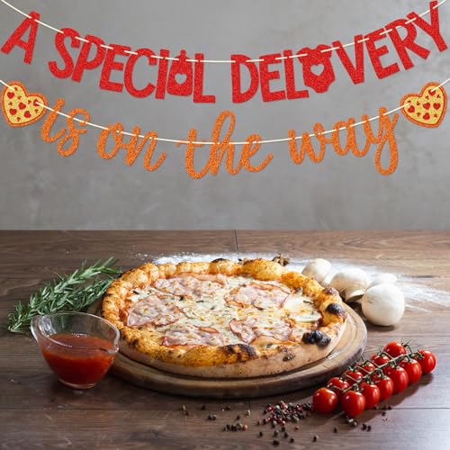 GXSOVSO Pizza Baby Shower Decorations, A Special Delivery Is on the Way Banner, Pizza Party Decorations, NO-DIY - image 5