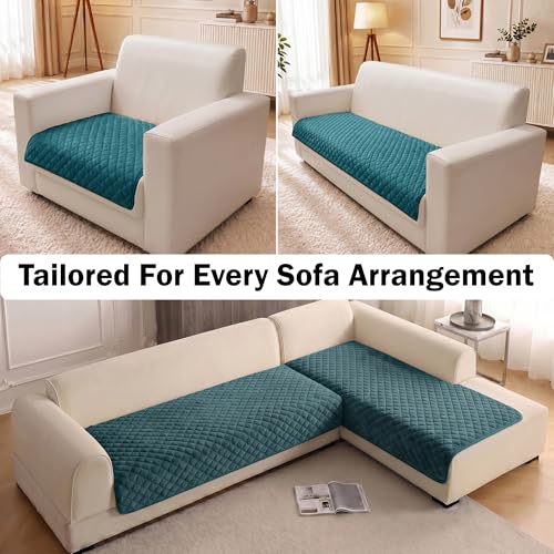 Image of Story@Home Premium Quilted Anti Slip Sofa Cover Mats for L Shape and 1 /2 /3 Seater Sofa. Make Your Own Sofa Cover Set, 70(D) x 180(L) cm - Teal