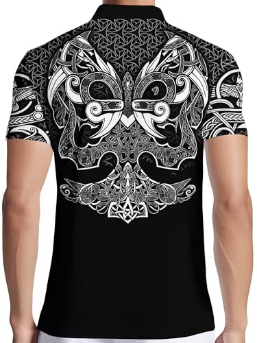 Image of PAGYMO Funny Golf Shirts for Men Crazy Printed Pattern Novelty Moisture Wicking Performance Mens Polo Shirt