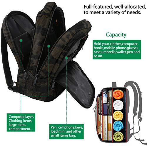 Camo Backpack, Camouflage Outdoor Travel Laptop Backpack For Travel Accessories, Lightweight Durable School Bag With Charging Port Fashion Daypack For Men And Women Fit 15.6 Inch Laptop & Computer #TOP3