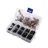 Yosoo 100pcs Plastic Safety Toy Eyes for Toys Puppet Teddy Bear Doll Animal DIY Crafts 6-12mm Black with Gasket