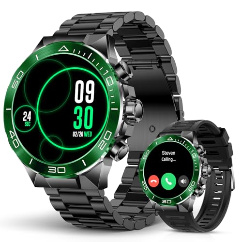SOUYIE Men's Luxury Smart Watch - 1.43' AMOLED Display Smartwatch with HD Bluetooth Calling, 400mAh 30-Day Battery, 100+ Sports Modes, Health Monitor with Metal/Silicone Straps for Android iPhone