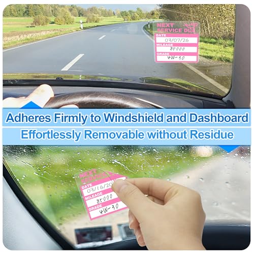 Image of for Oil Change Sticker Static Cling, Clear Stickers 120 Pcs 2 inchx 2 inch Next Service Due Sticker for Windshield, Easy to Peel with No Residue for Car Auto Vehicle Window (Pink2)