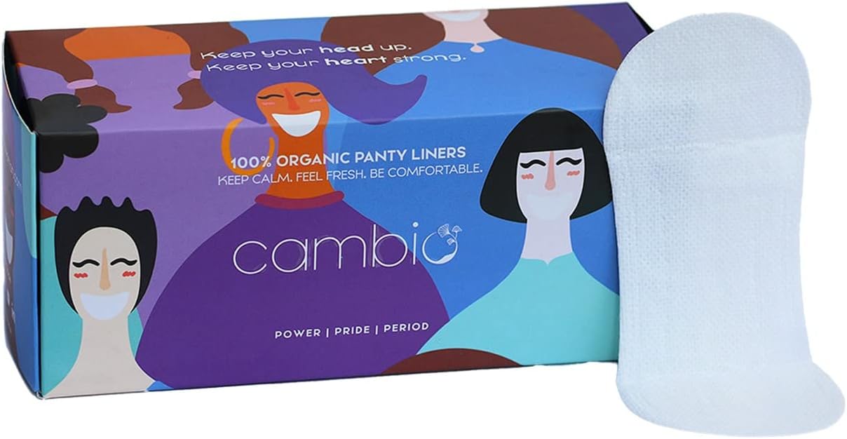 Cambio 100% Organic Panty Liners - Breathable Thin Liners for Vaginal Discharge and Period Spotting | 3X More Absorbent | Unscented, Light Absorbency - Pack of 40 Liners