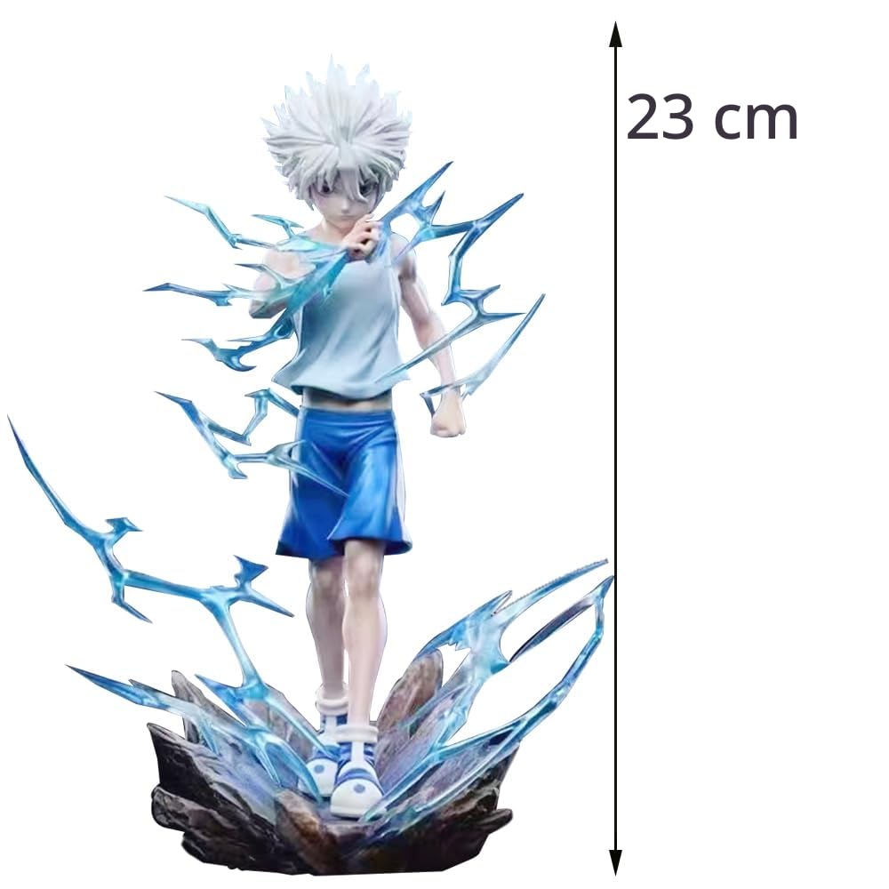 DEXSHUN Killua Zaoldyeck Figurine Figurines Anime Killua Zaoldyeck Figurine d'action avec socle Modèle Statue en PVC Objet de collection Modèle Ornements de bureau Cadeau 23 cm