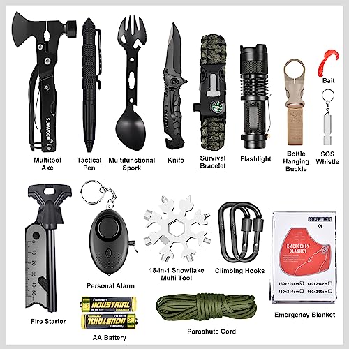 Gifts for Men Dad Husband Fathers Day, Survival Gear and Equipment kit 21 in 1, Professional Cool Gadgets Stuff Tactical Tool, Gift Ideas for Him Son Daughter Emergency Hunting Outdoors Camping Hiking - Image 3
