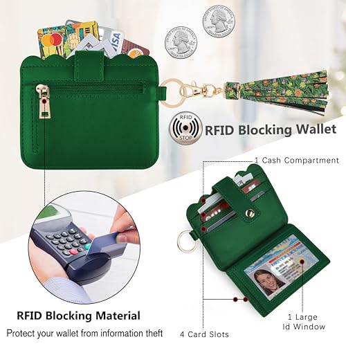 Image of Wristlet Wallet for Women with Keychain - RFID Card Holder Small Wallet Wristlet with Key Ring