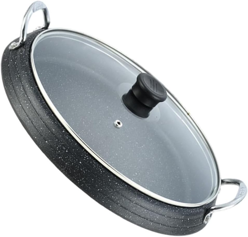 Sosoport Korean Hot Pot Bbq Tray Non Stick Smokeless Grill Pan for Outdoor Camping and Home Use Resistant Roasting Plate with Even Heat Distribution Roast Meat Accessory