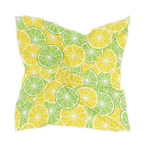 OTVEE Tropical Fruits Lime Lemon Bandana, 23.6 inch Satin Square Scarf Headband Kerchief for Women