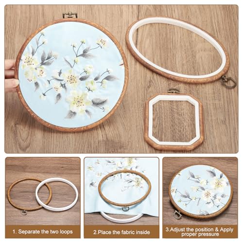 Image of PATIKIL 10 Pieces 8.4 inchx5.7 inch Embroidery Hoops Frame Imitated Wood Oval Cross Stitch Hoop Ring for Embroidery Art Craft Handy Sewing Decoration