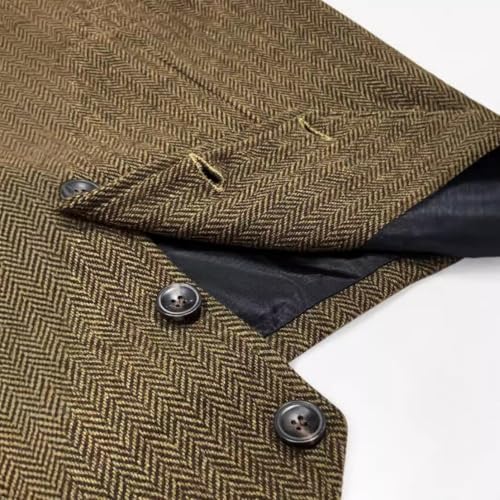 Men's Suit Vest Herringbone Tweed Casual Waistcoat Western Slim Fit Vintage Sleeveless Jacket with Pockets3