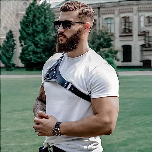 Harness Belt Costume for Men, Men's Leather Body Chest Body Harness Belt Adjustable Buckle Clothes Outfits3