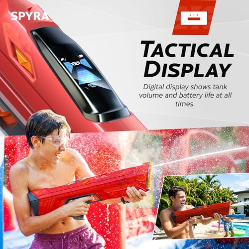 Image of SPYRA Electric Water Blaster, Outdoor Squirt Gun for Pool Games, Red