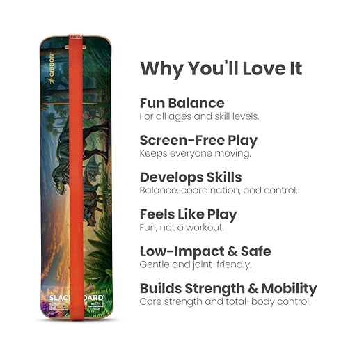 Image of GIBBON SlackBoard with Stand - Slackline Balance Board Kids & Adults | Balance Trainer Slack Board, Core Workout Equipment, Home Gym Training, Standing Desk Exercise, Yoga, Agility, Pilates & More
