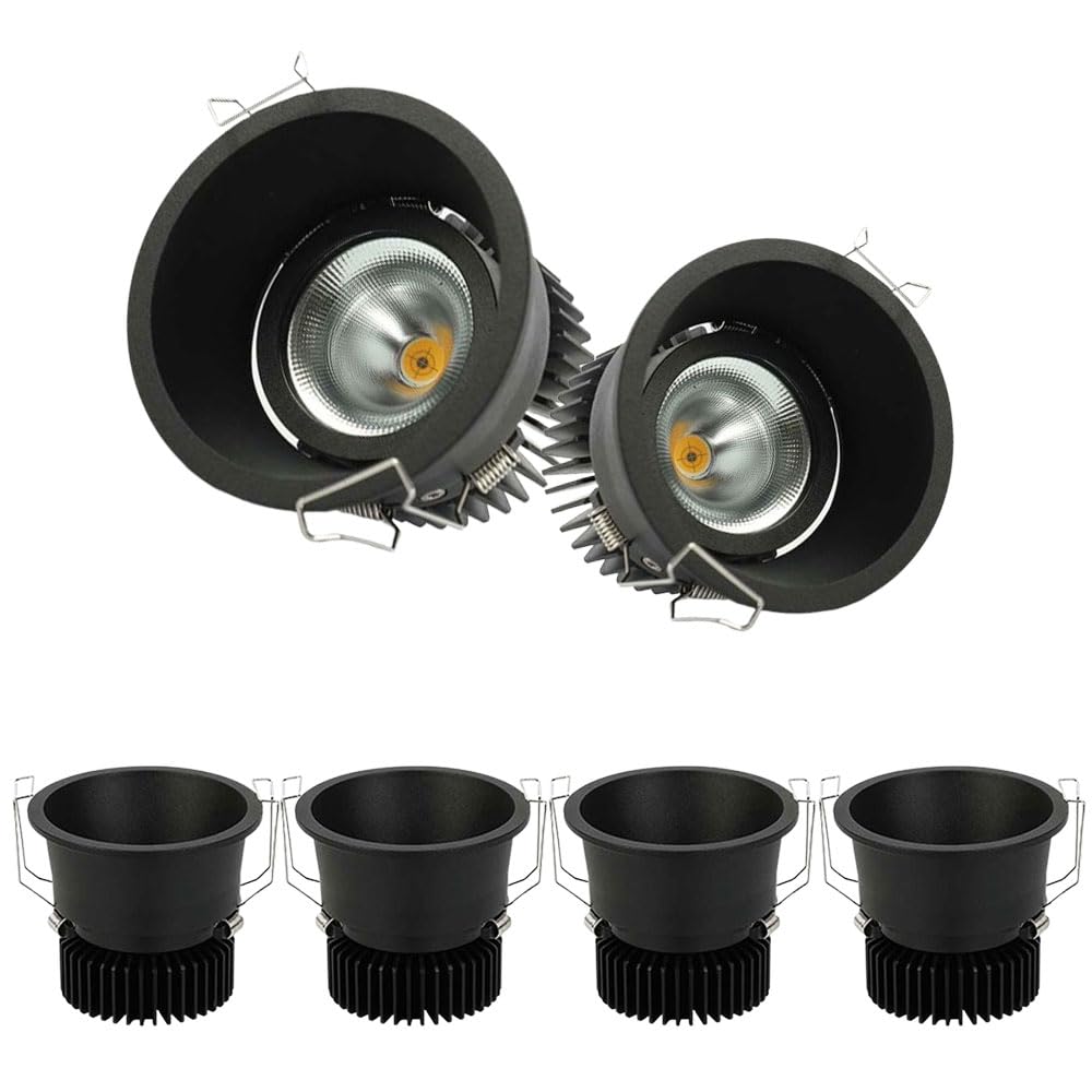 JKJZSALJ 3Inch Recessed Light - 6 Pack Black Round Led Spotlight Recessed For Ceiling,7W,10W,12W,15W Adjustable Led 3 Colors,7w-3000K